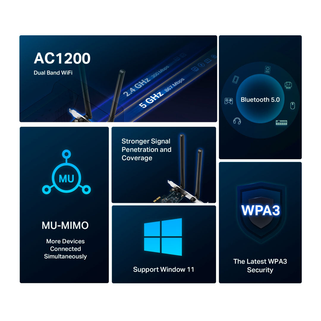MERCUSYS MA30E Adaptador PCIe Bluetooth WiFi AC1200