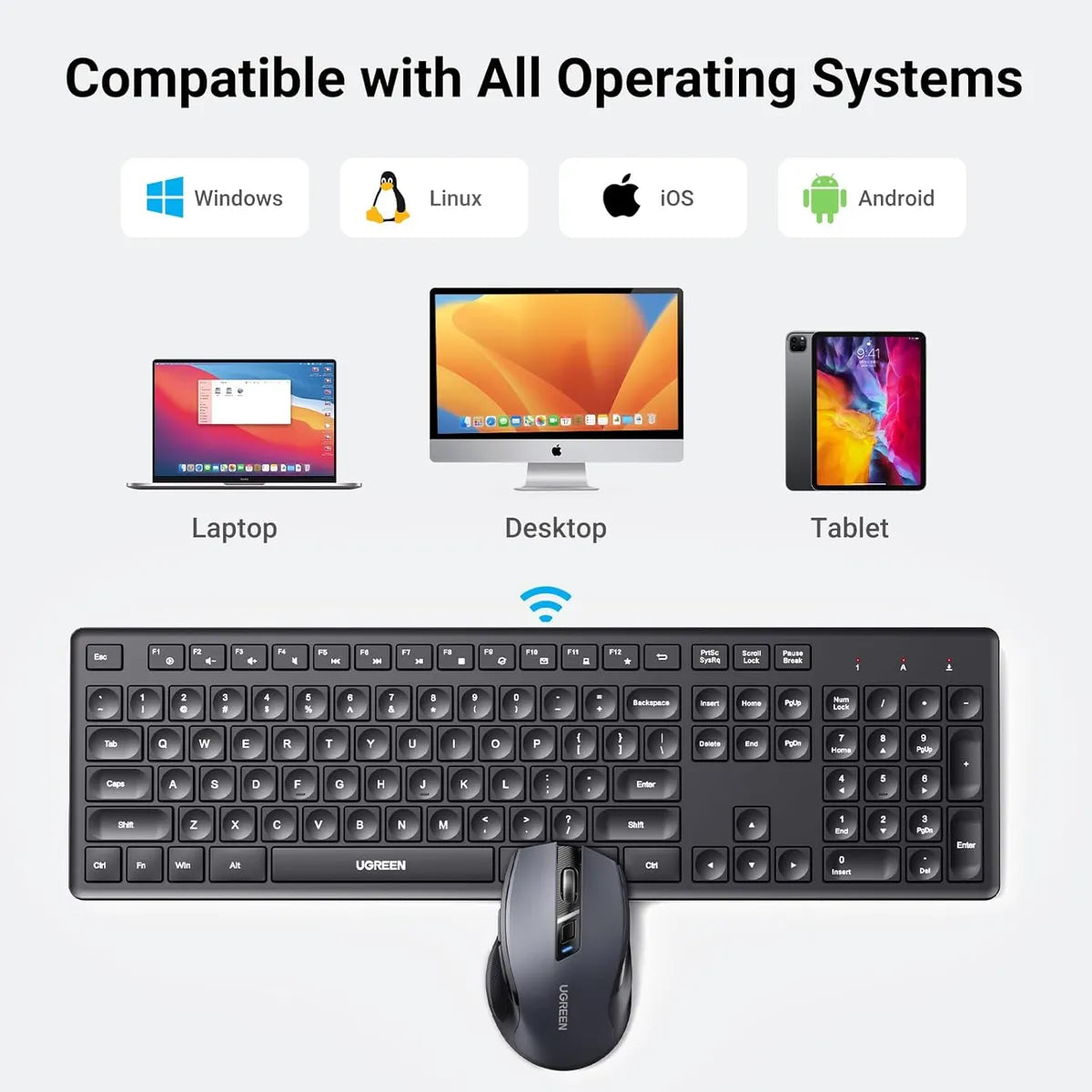 UGREEN MK006 35740 Combo Teclado y Mouse Inalambrico 4000dpi 2.4G