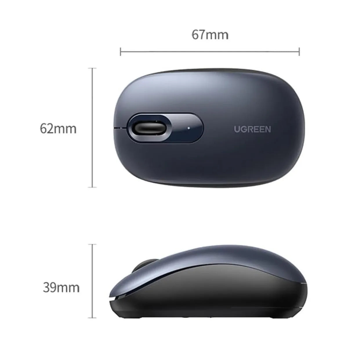 UGREEN MU105 90669 Mouse Inalambrico 24 Moonlight gris