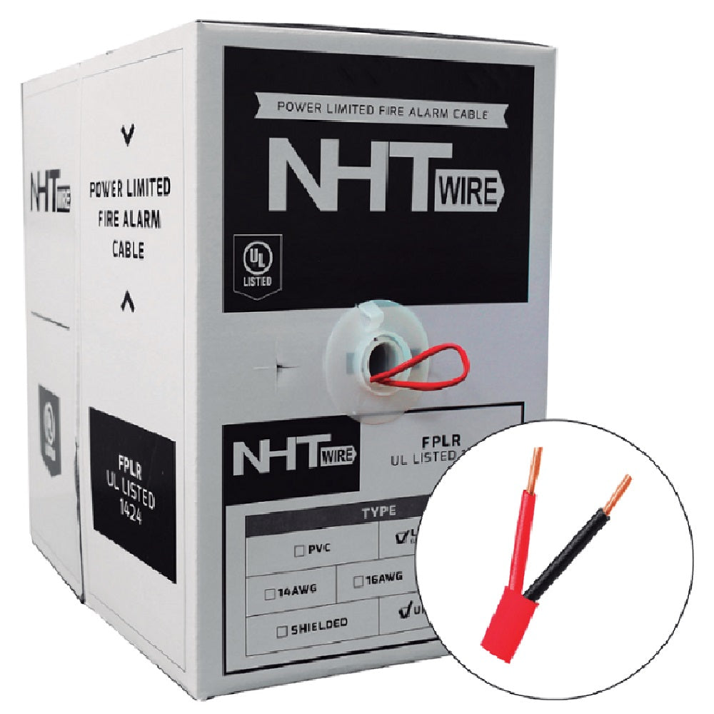 NHT WIRE AWGUSH182C Cable sólido de incendio FPLR 2x18 Sin APANTALLAR x 305m