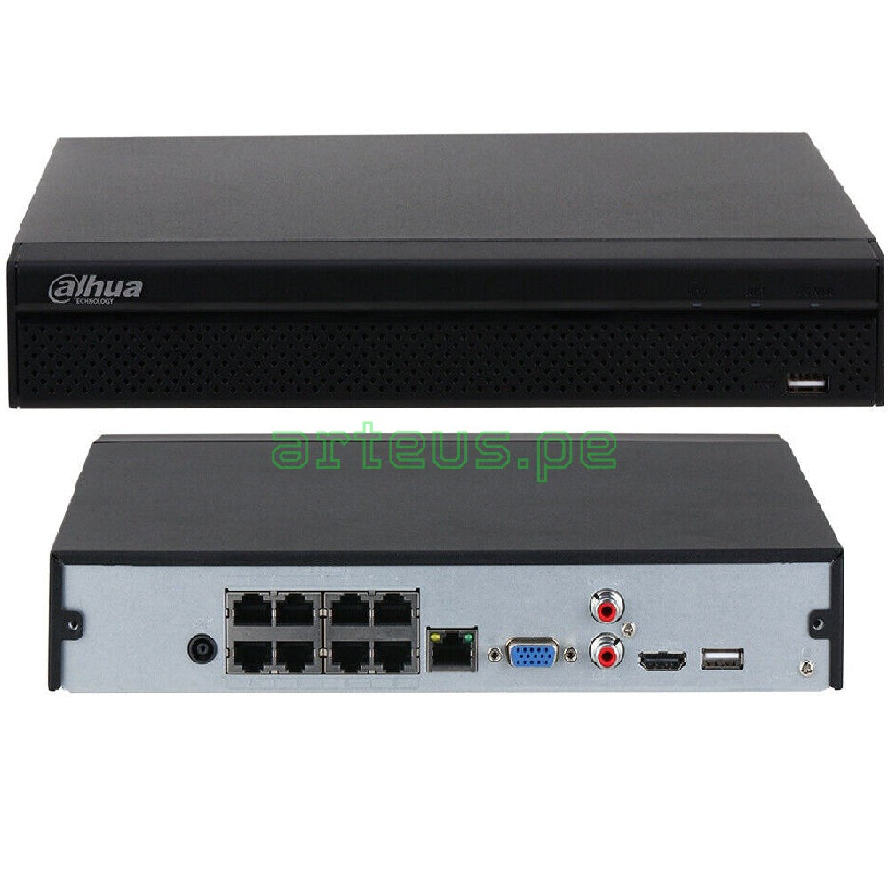 DAHUA NVR4108HS-8P-4KS3 NVR Grabador 8 Canales IP POE 4K hasta 12MP Soporta 1HDD hasta 20TB WIZSENSE