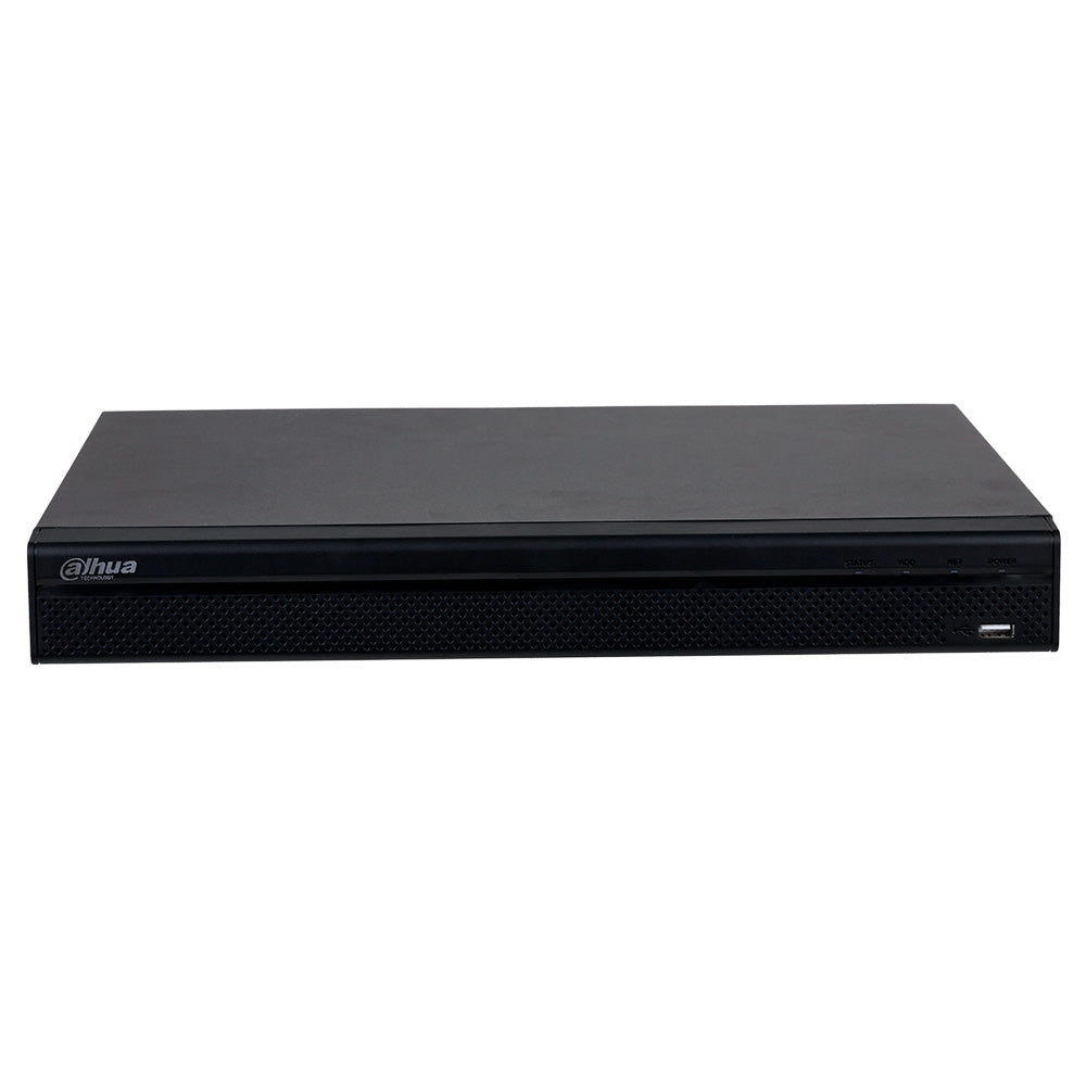 Grabador NVR negro Dahua para videovigilancia y seguridad electrónica en redes