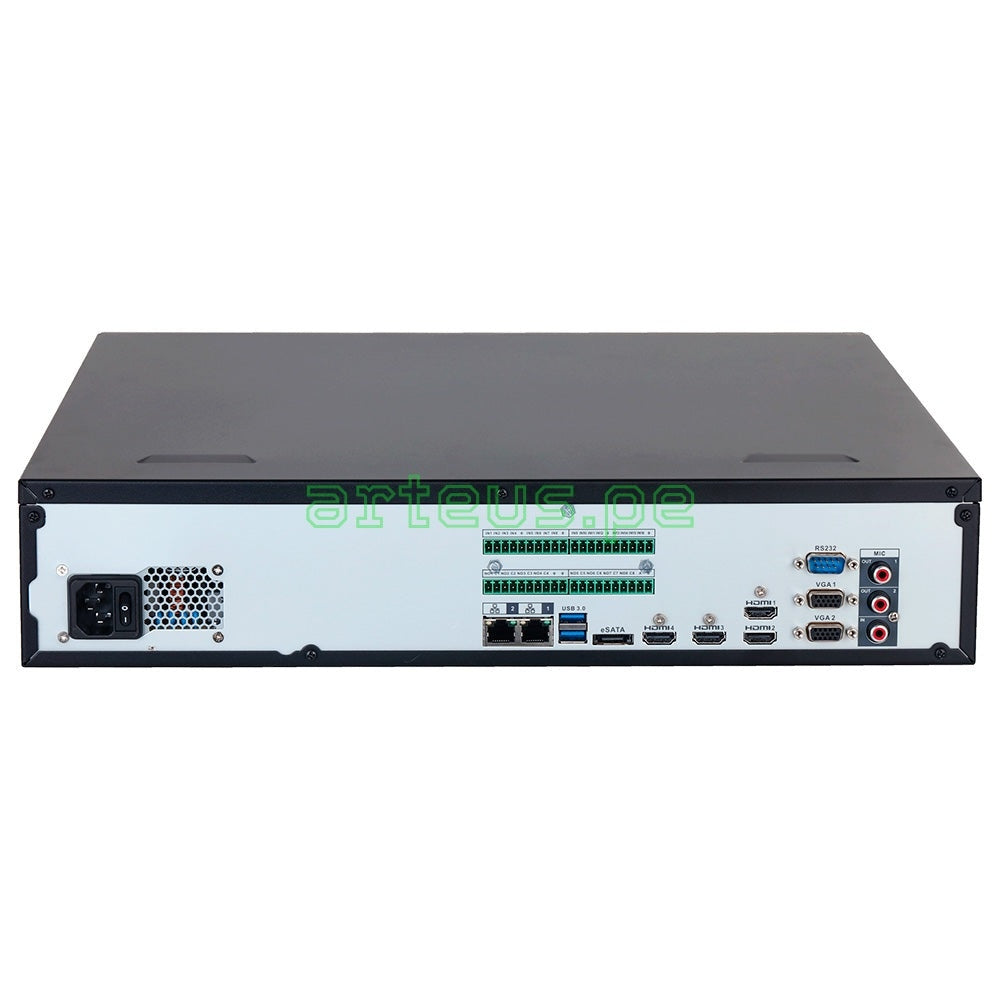 DAHUA DHI-NVR608H-32-XI, Grabador NVR 4K, 32CH(32MP), 1024Mbps, 8HDD hasta 16TB x cada sata, 1esata, Raid, WIZMIND, AI, ANPR