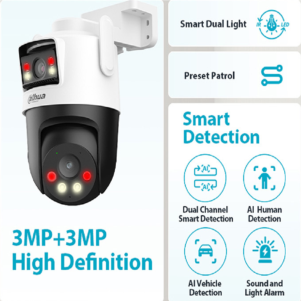 DAHUA P3D-3F-PV Picco Dual Cámara de seguridad WIFI PT lente dual 3+3MP IA