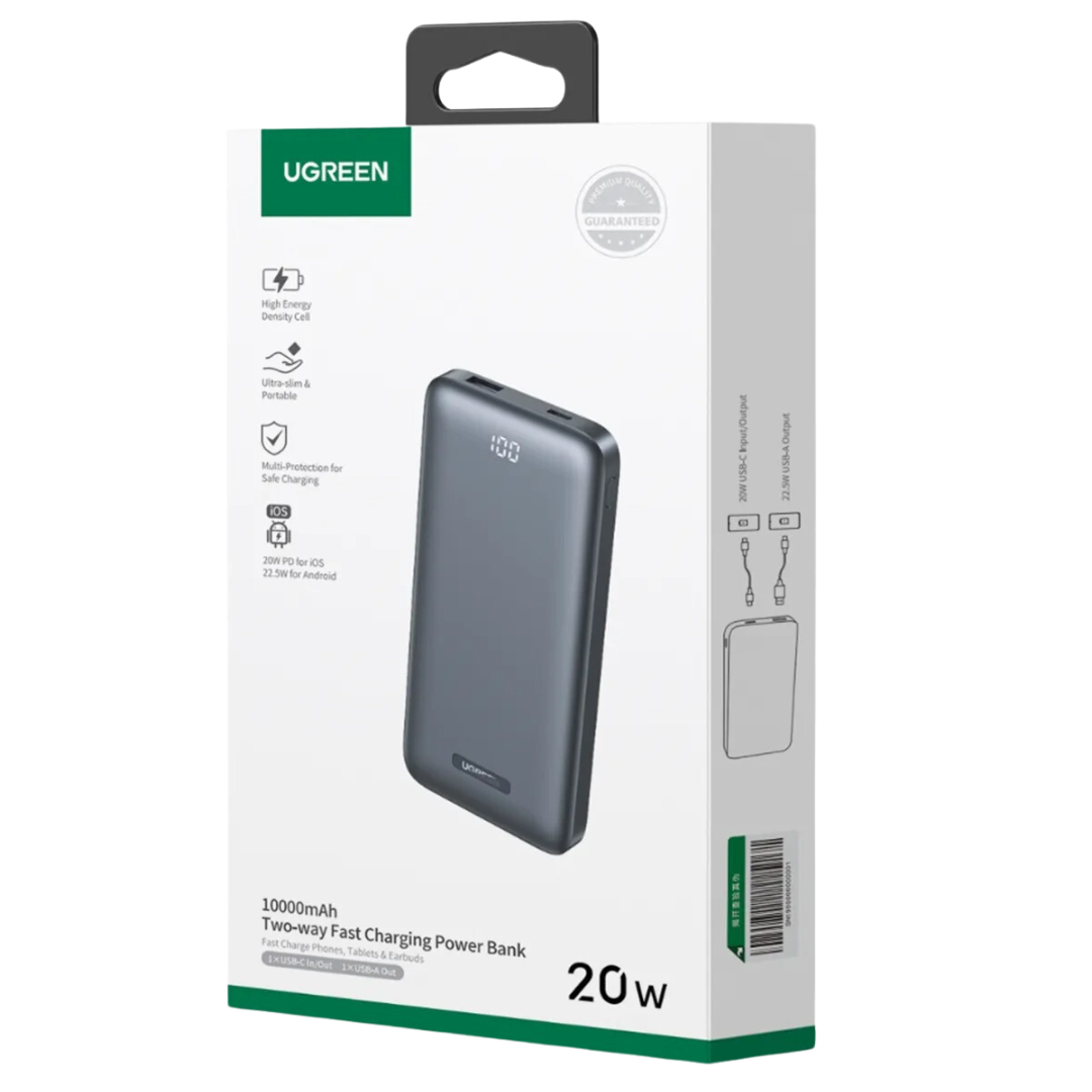 UGREEN PB198 60689 Power Bank Cargador portátil Ultra delgado 10000mAh USB-A + USB-C