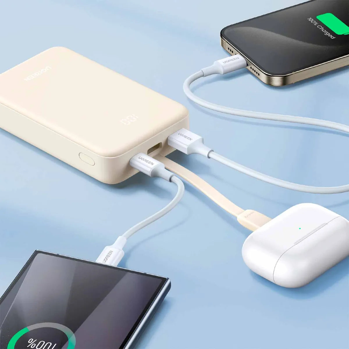 UGREEN PB505 35340 Power Bank Nexode 20000Mah con Cable 20W Beige