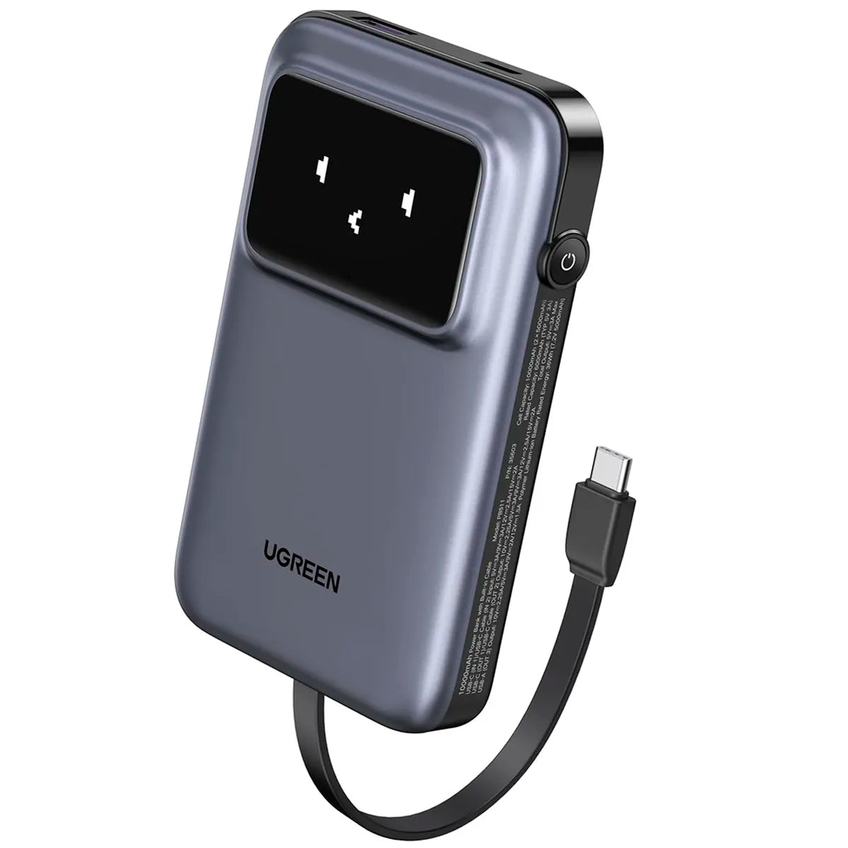 UGREEN PB511 35603B Power Bank 10000mAh USB-C Integrado 30W QC TFT