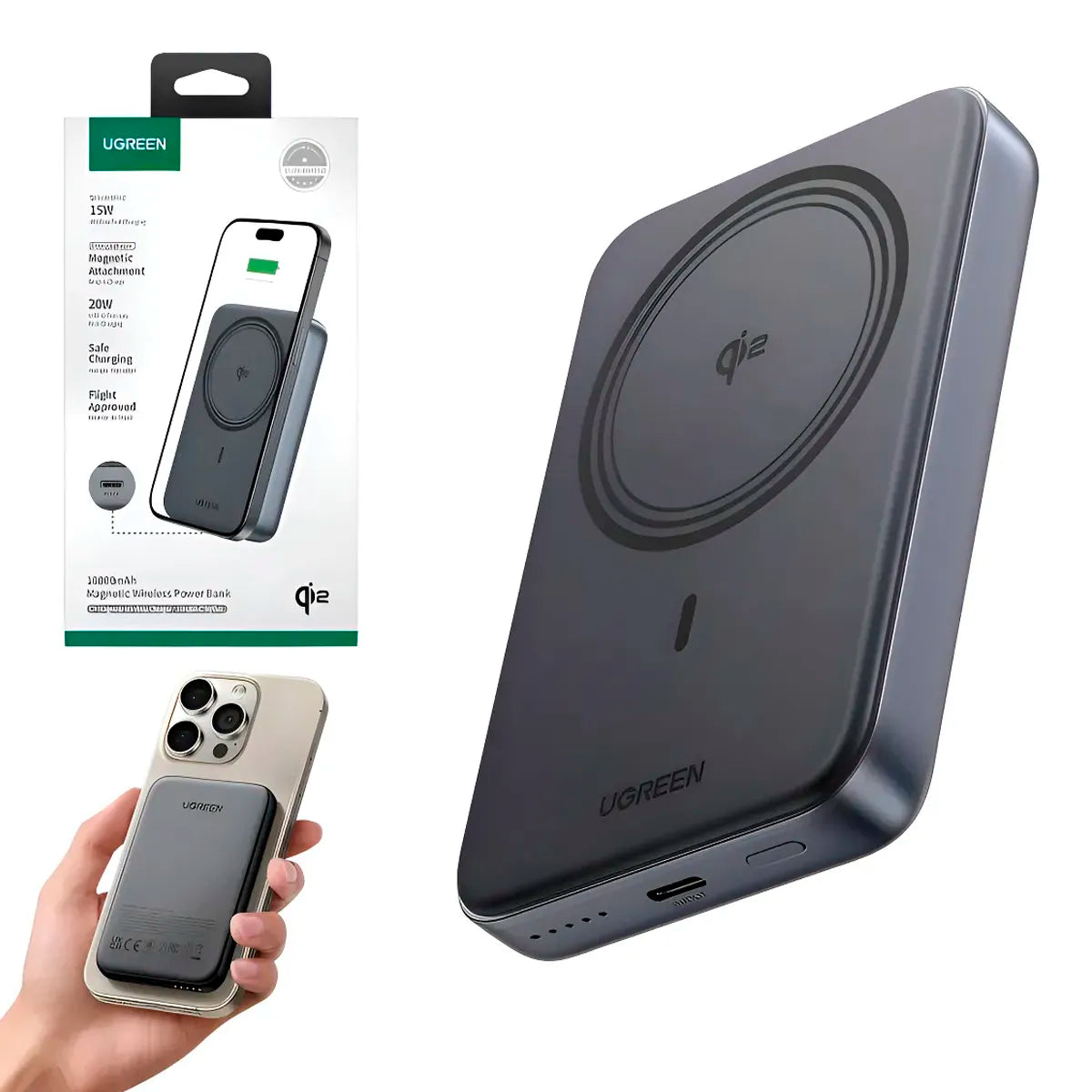 UGREEN PB763 55135B PowerBank Ugreen Qi2 Magnetic 10000mAh 20w