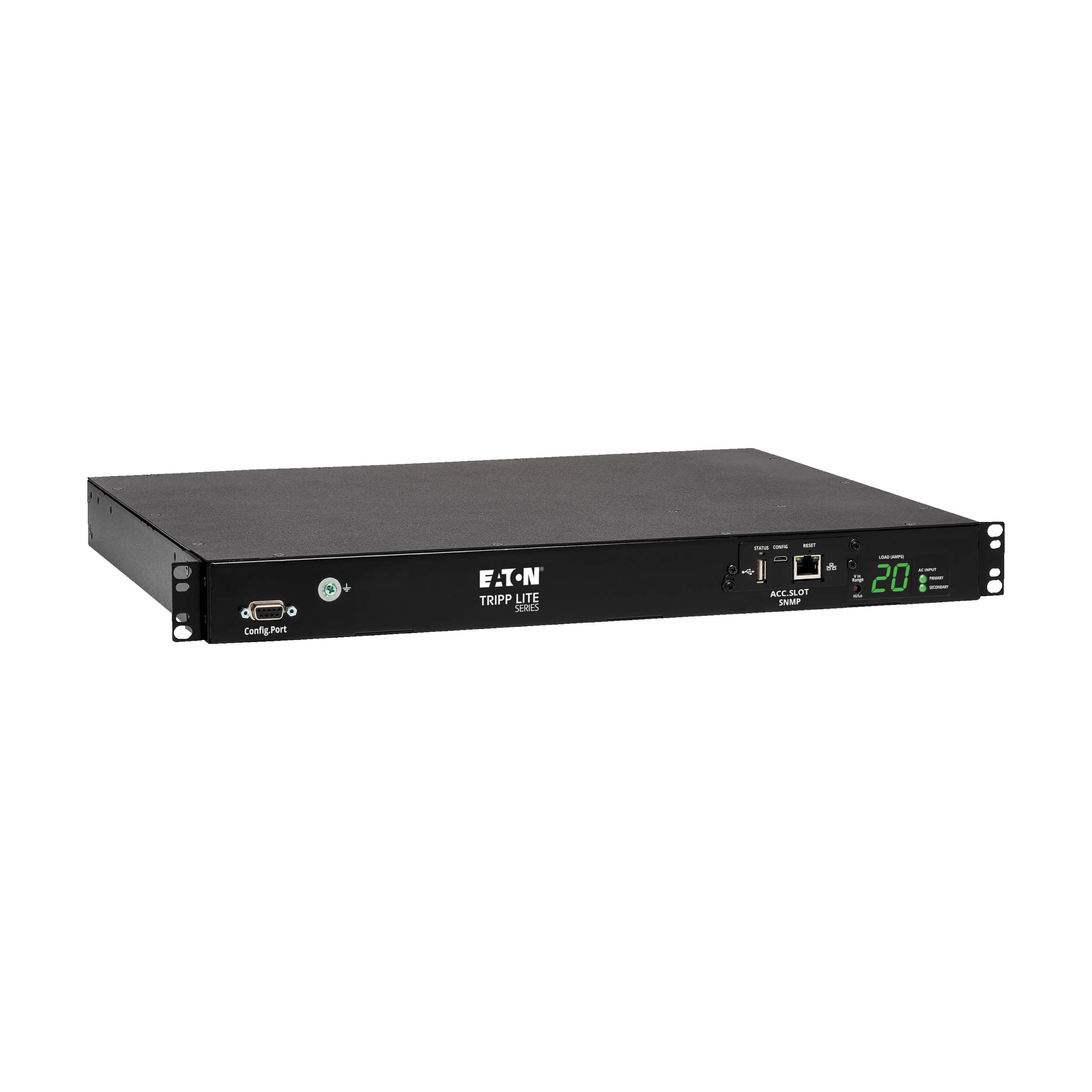 TRIPP LITE PDUMH20HVATNET Controlable Monofásico de 3.2-3.8 kW tomacorrientes 200-240V (8 C13 y 2 C19) 2 C20 Cable 3.6m (12 pies) para instalación en Rack de 1U TAA