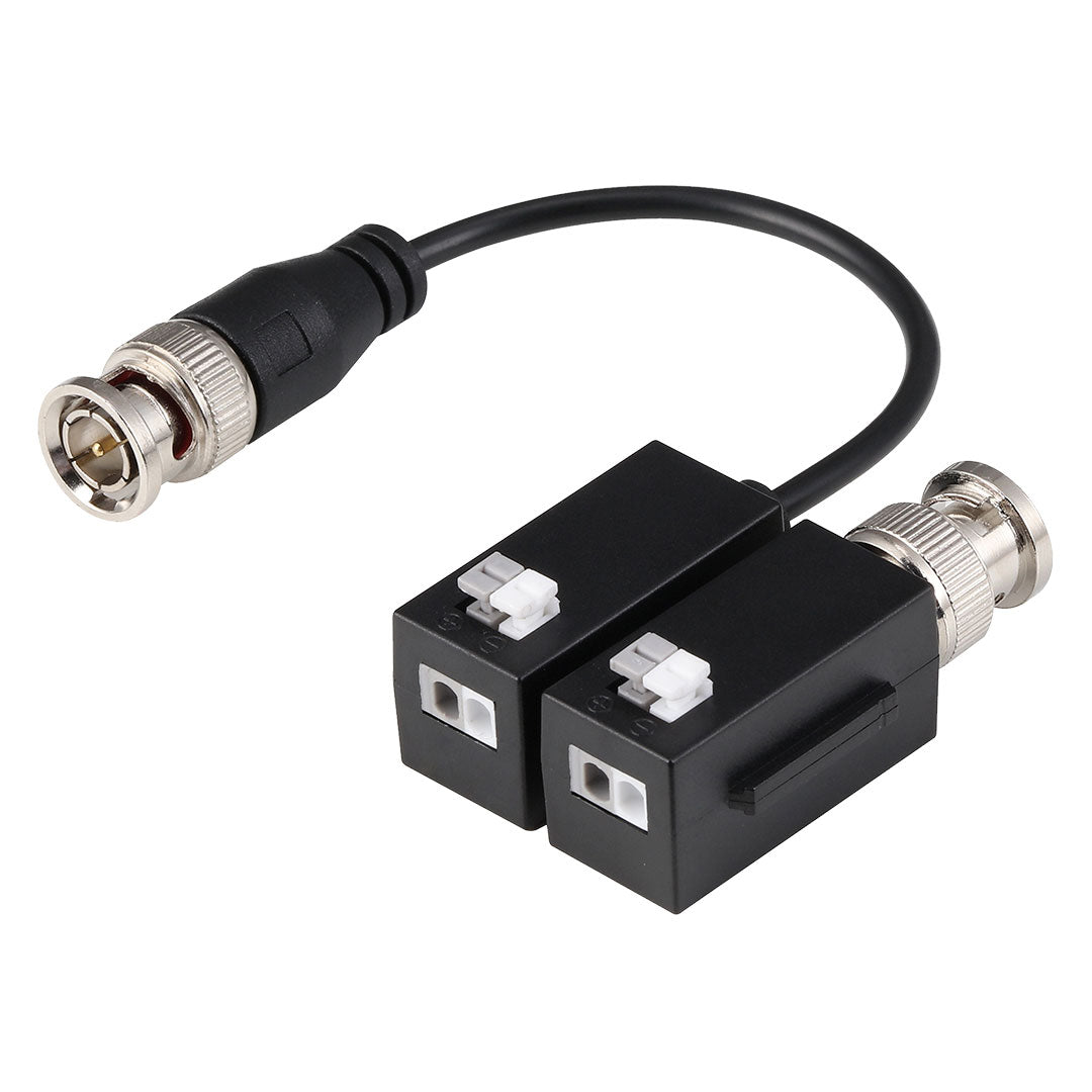 Par de baluns para videovigilancia con conectores BNC y cable corto, accesorio de seguridad electrónica