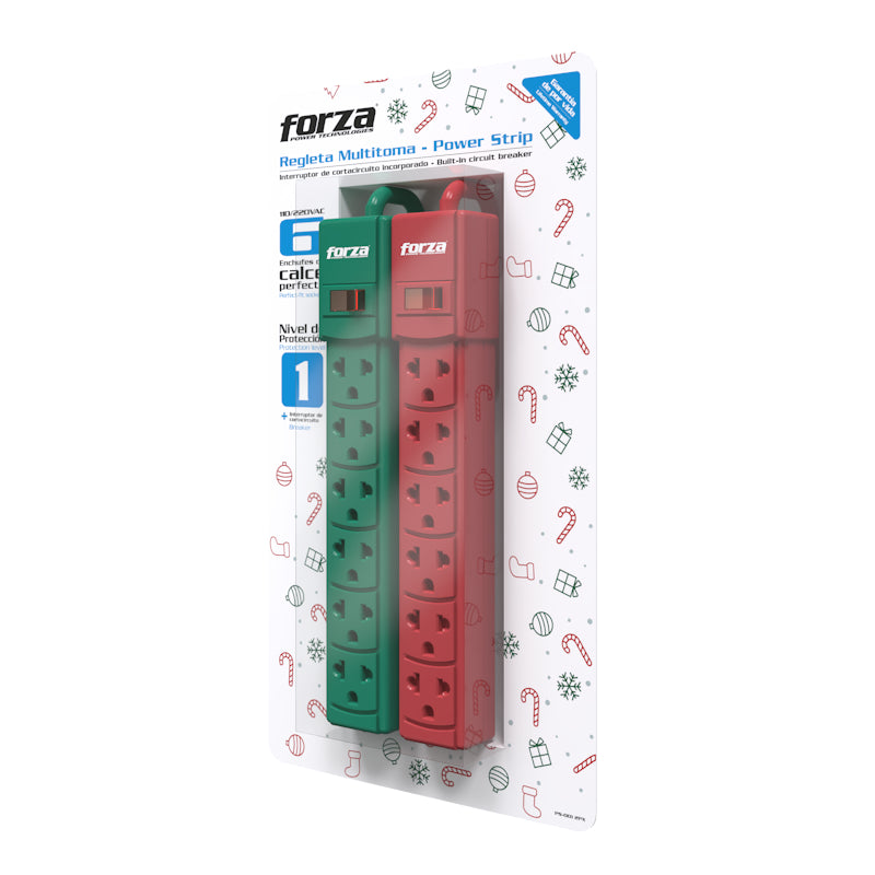 FORZA PS-001 2PX Regleta Supresor de Picos 2200W 6 Tomas 220V