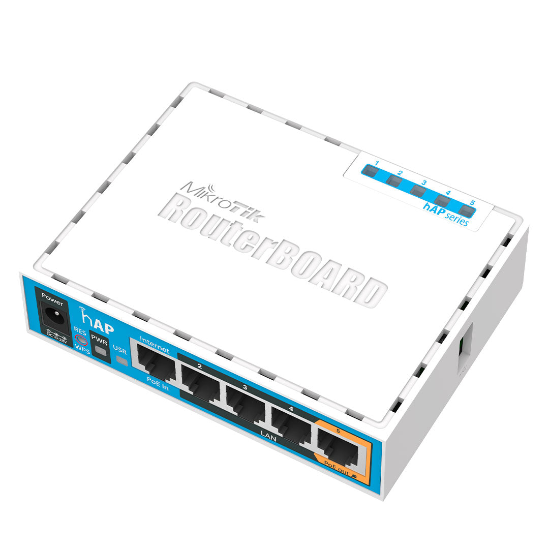 MIKROTIK RB951Ui-2nD (HAP) Routerboard con WIFI 2.4GHZ 300Mbps 1 USB 5 RJ45 10/100 1 PoE