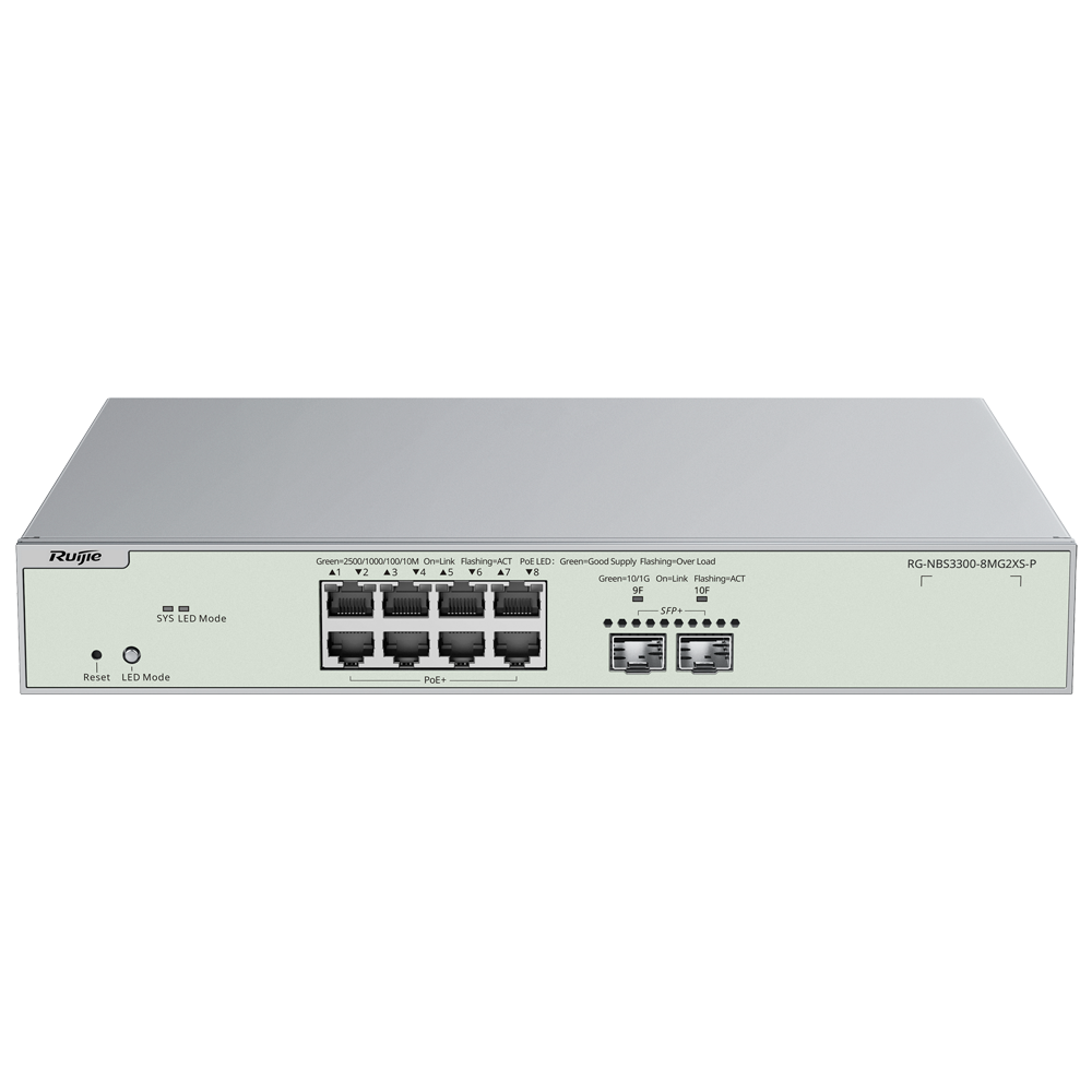 RUIJIE REYEE RG-NBS3300-8MG2XS-P Switch 8 Puertos MultiGigabit PoE 2SFP+ Cloud
