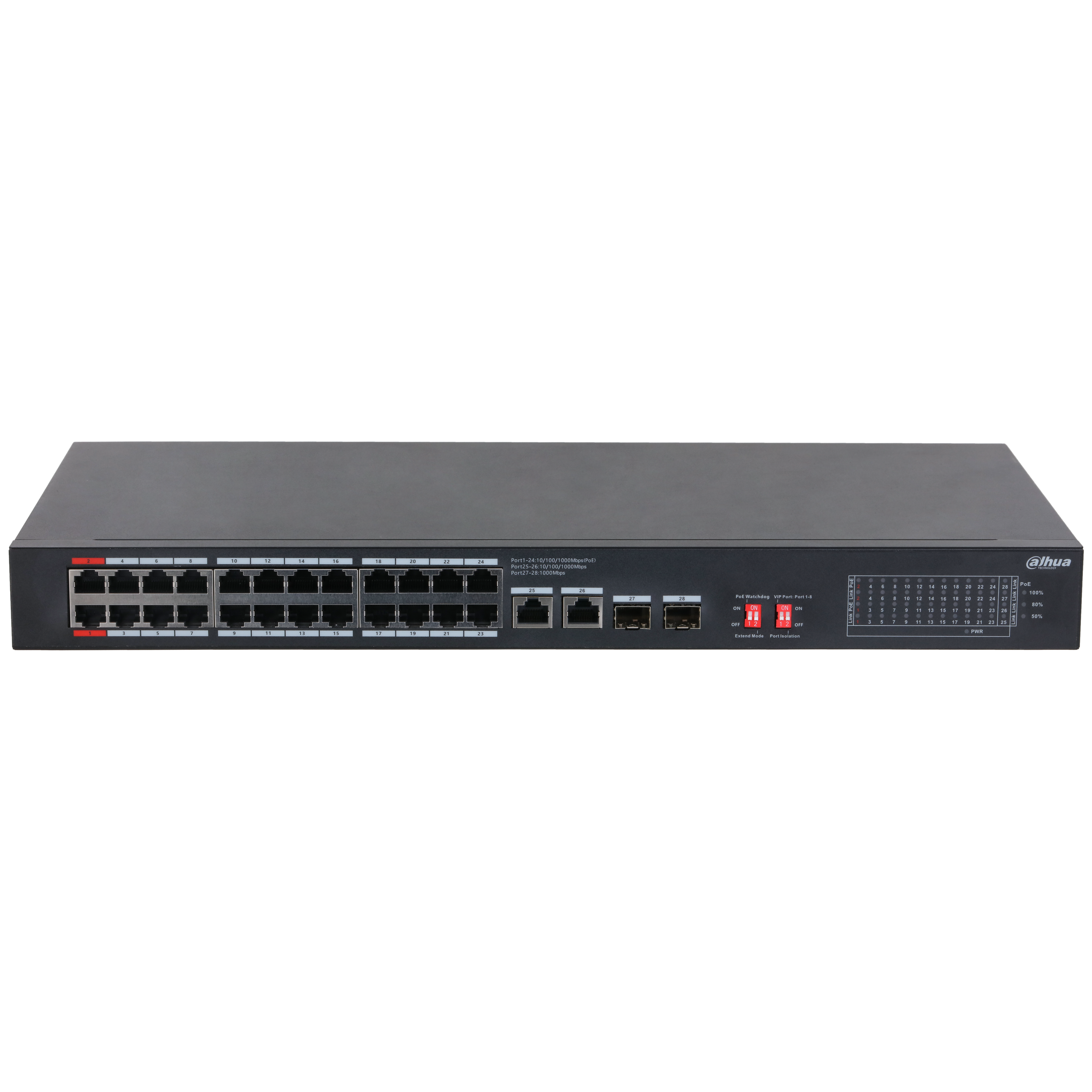 DAHUA S3228-24GT-375 Switch 28 Puertos con 24P PoE Gigabit 2SFP Gb