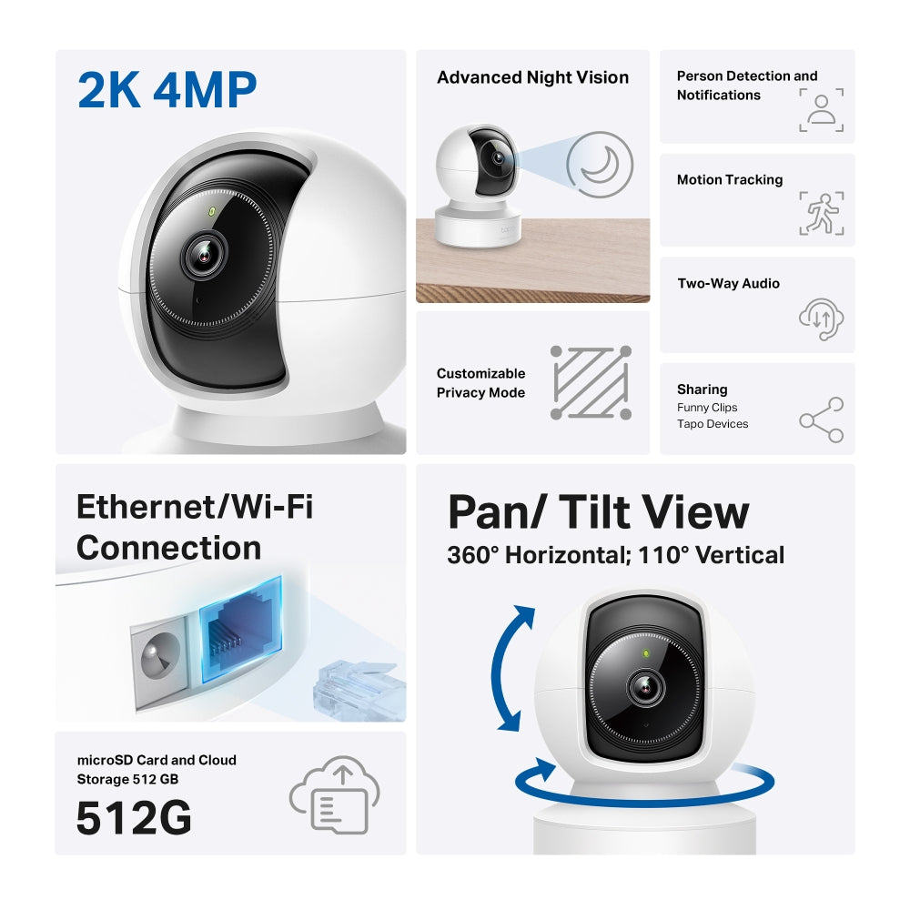 TP-LINK TAPO C222 (CAJA ABIERTA 8/10) Cámara de seguridad WIFI 4MP 2K+ 360º PT
