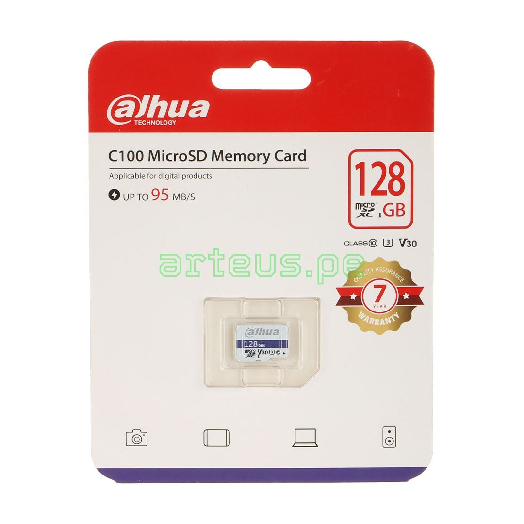 DAHUA TF-C100/128GB Memoria microSD 128GB C10 para Cámara de Seguridad 24/7