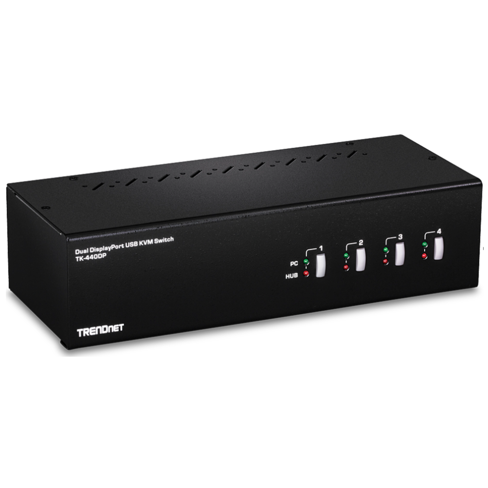 TRENDNET TK-440DP - Conmutador KVM con puerto de pantalla y monitor doble de 4 puertos