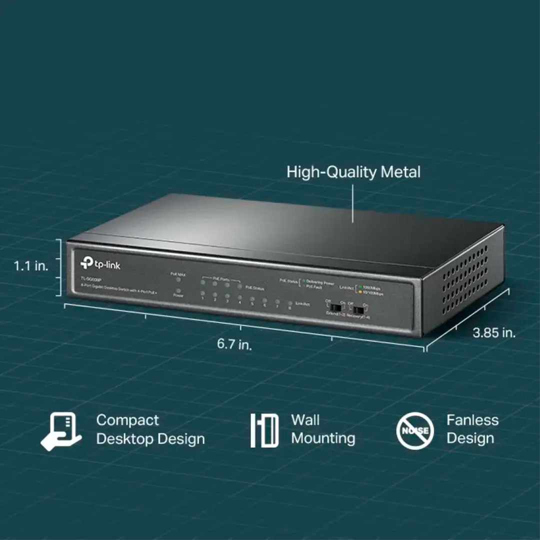 TP-LINK TL-SG608P Switch de Escritorio 8 Puertos RJ45 Gigabit