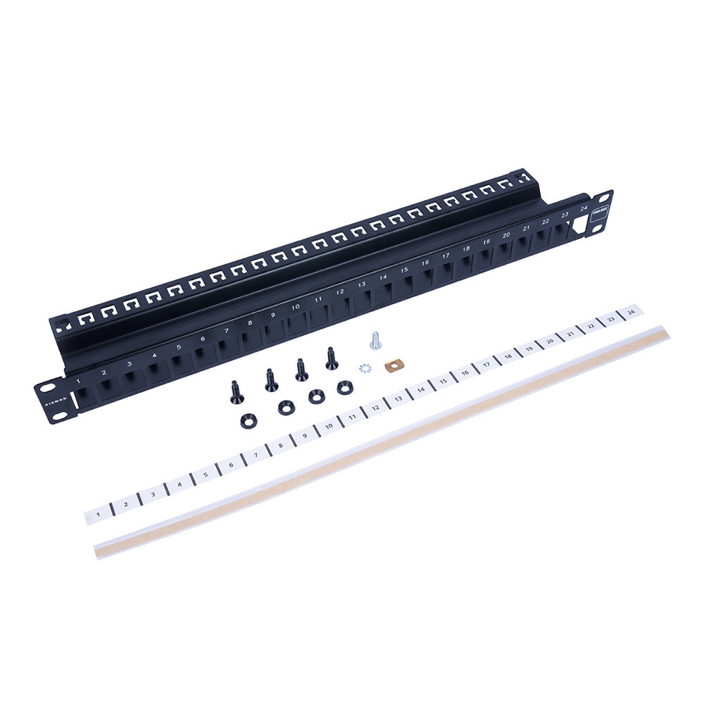 SIEMON TM-PNLZ-24-01 Patch Panel, Tera Modular, 24 Puertos Blindado, 1-RU (Para Jacks Cat6A y Cat 7A)
