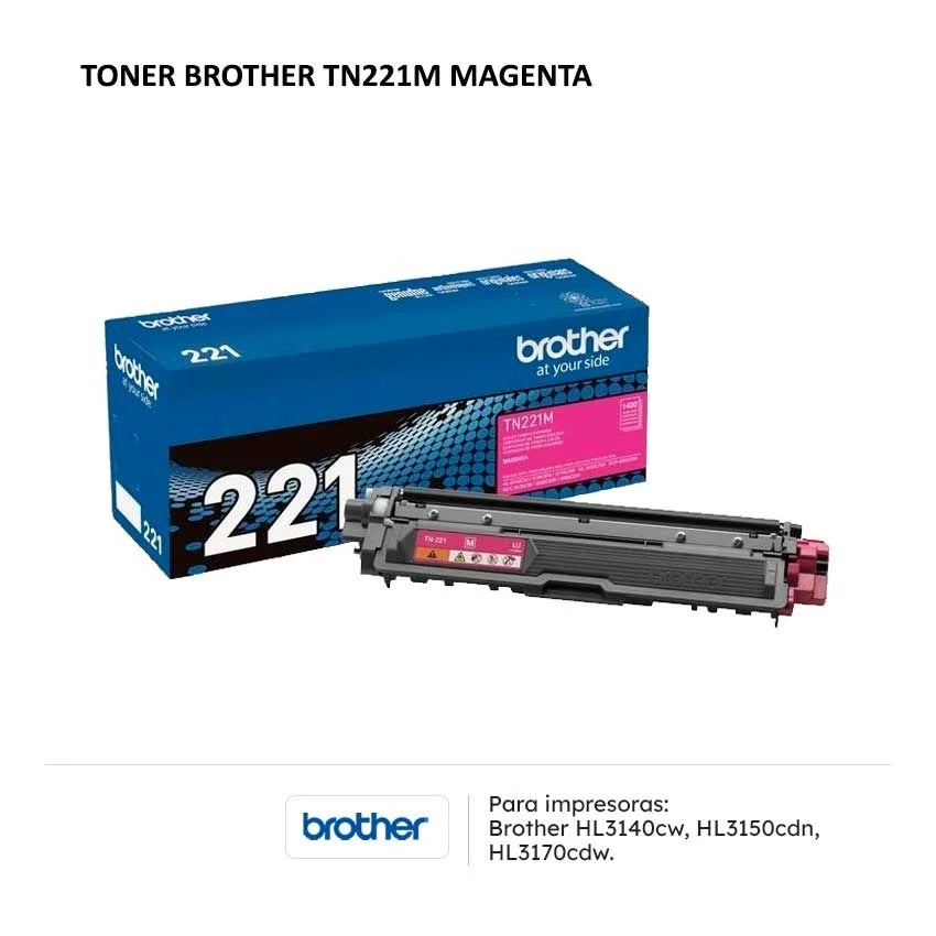 BROTHER TN221M Toner Color Magenta con Rendimiento de 1400 Paginas