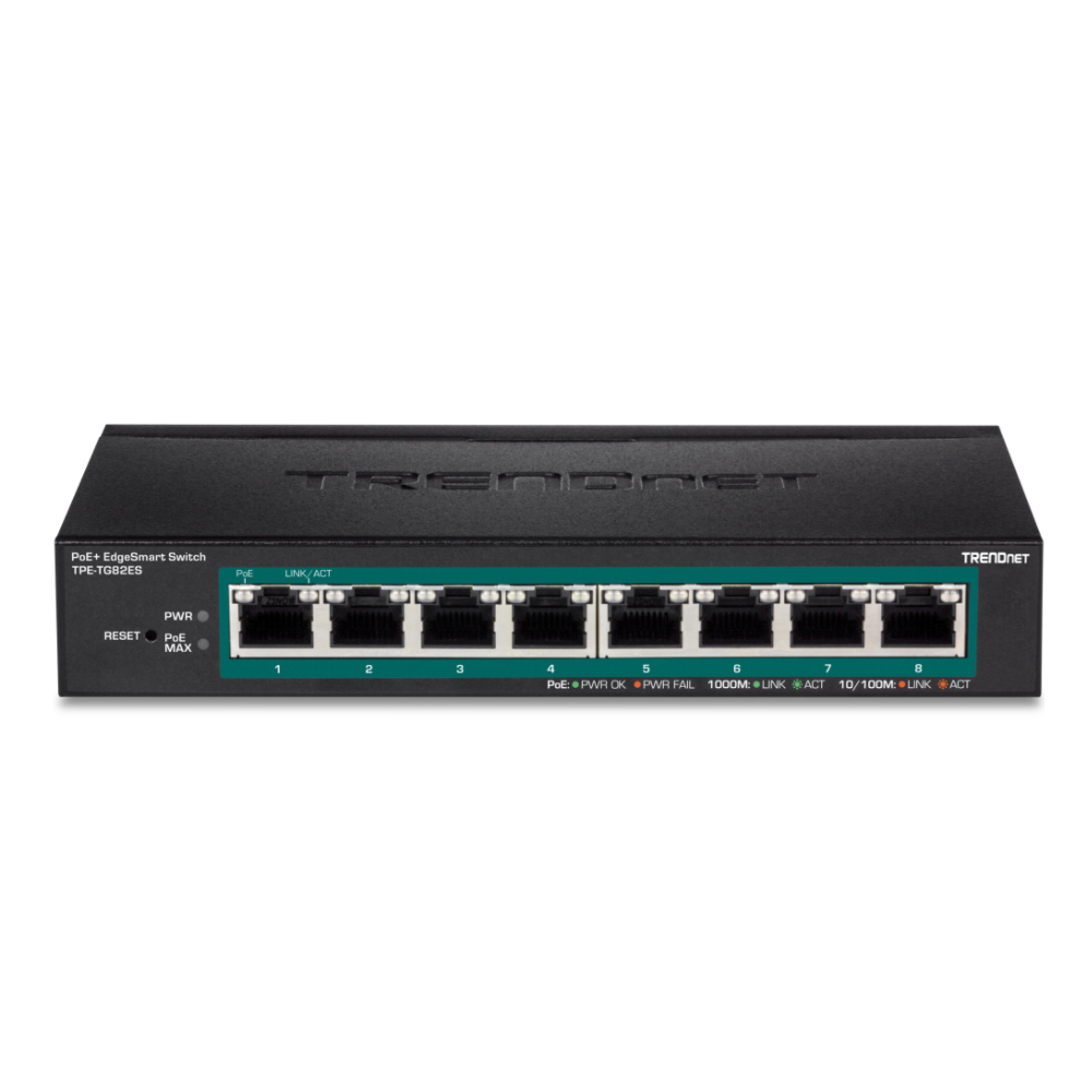 TRENDNET TPE-TG82ES - Conmutador EdgeSmart PoE de 8 puertos Gigabit 61 W