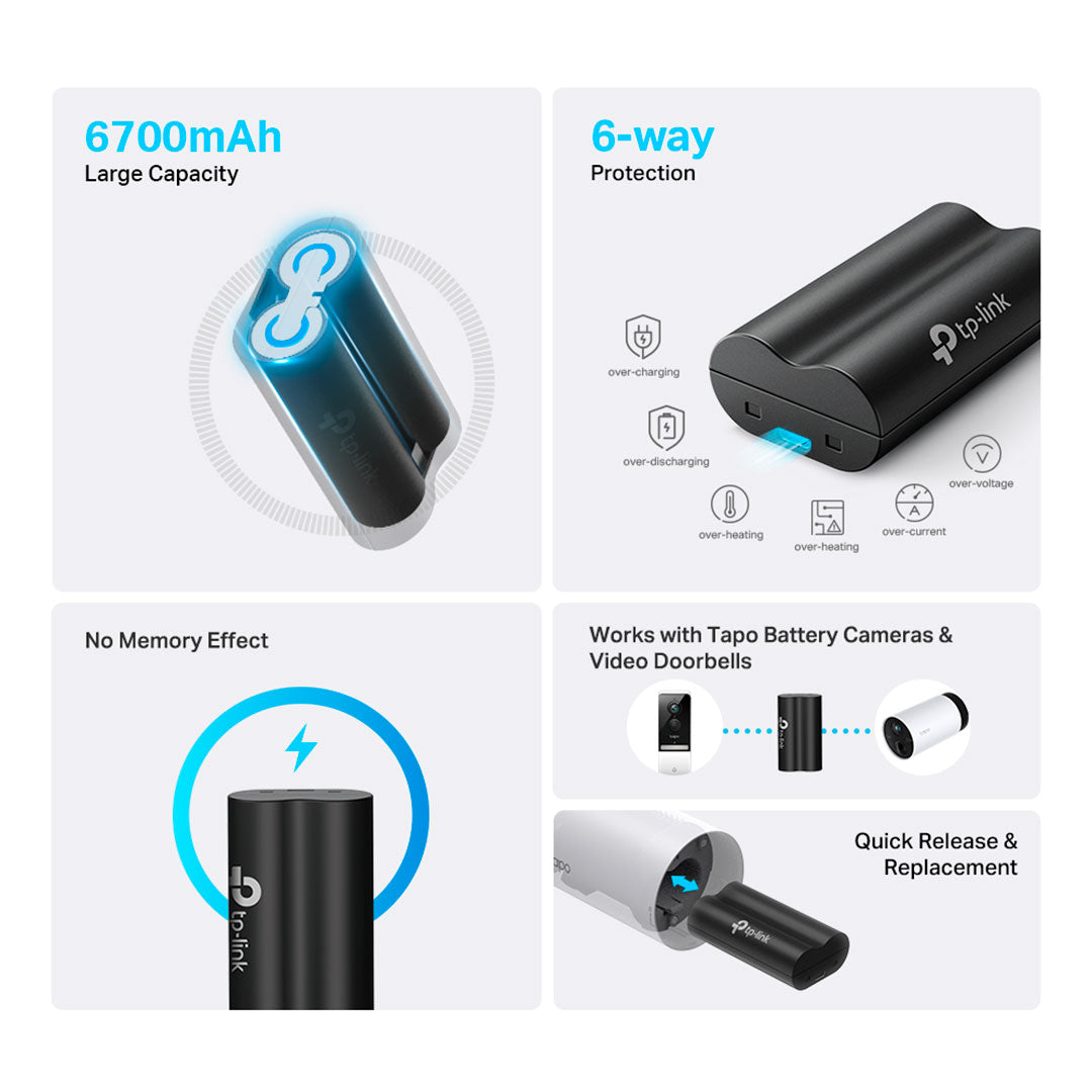 TP-LINK Tapo A100 Paquete de Baterías, 6700 mAh 3V