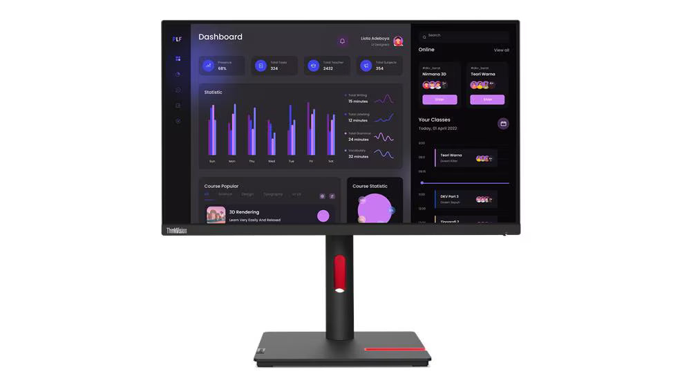 LENOVO ThinkVision T24i-30 Monitor T24i-30 23.8"" WLED IPS 1 x HDMI 1 x Displayport 1 x VGA 63CFMAR1LA