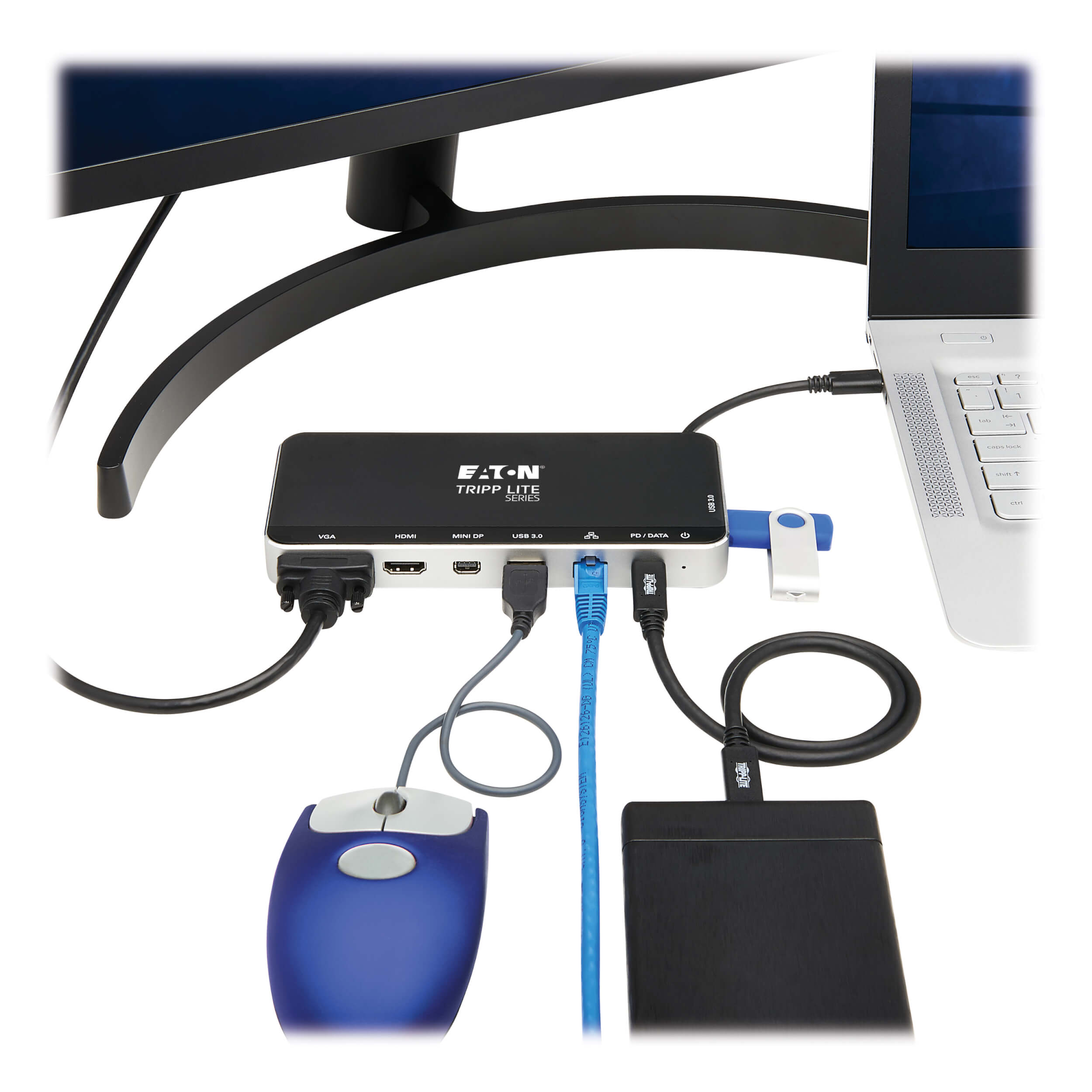 TRIPP LITE U442-DOCK16-B DOCK USB PANTALLA TRIPLE 4K Estación de acoplamiento USB-C HDMI DP mDP VGA RJ-45 USB-A USB-C USB-C PD Data
