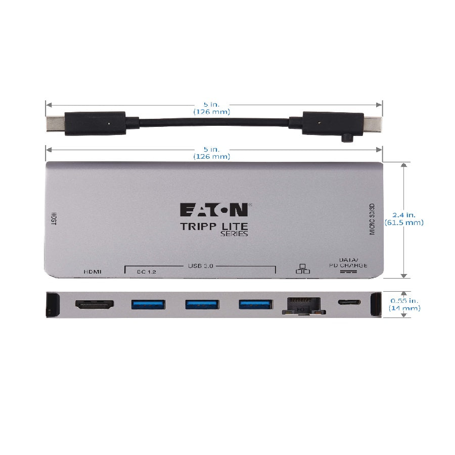 TRIPP LITE U442-DOCK5D-GY CONEXIÓN de ACOPLAMIENTO USB-C HDMI USB-A RJ45
