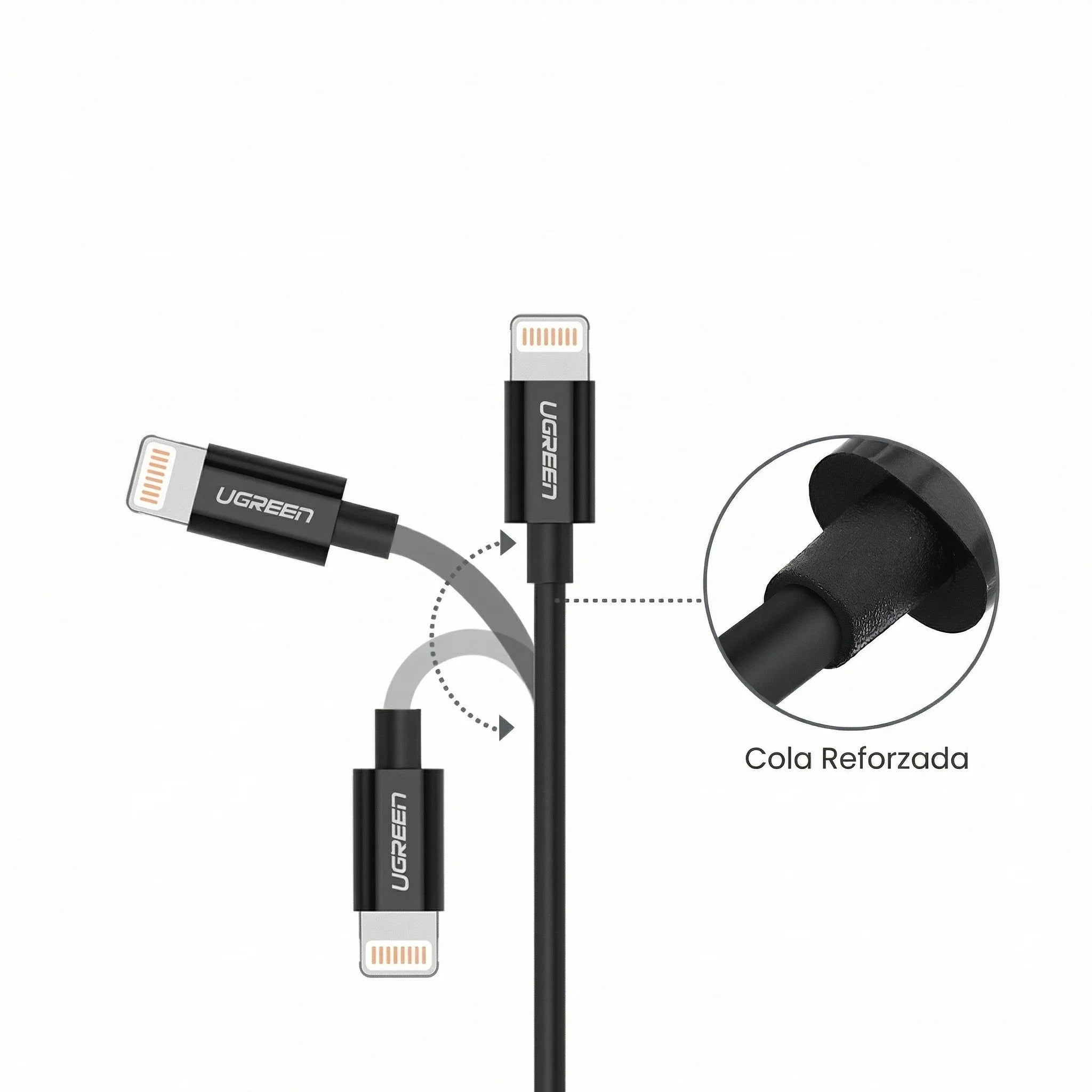 UGREEN US155 80822 Cable de Datos de Carga USB-A Lightning Negro