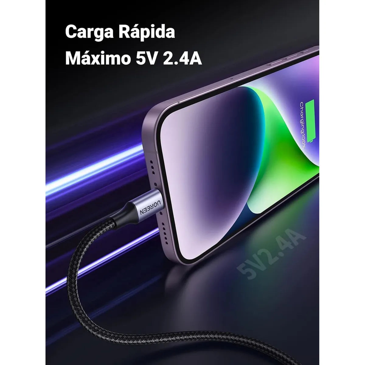 UGREEN US199 60156 Cable de Datos de Carga USB-A a Lightning Negro