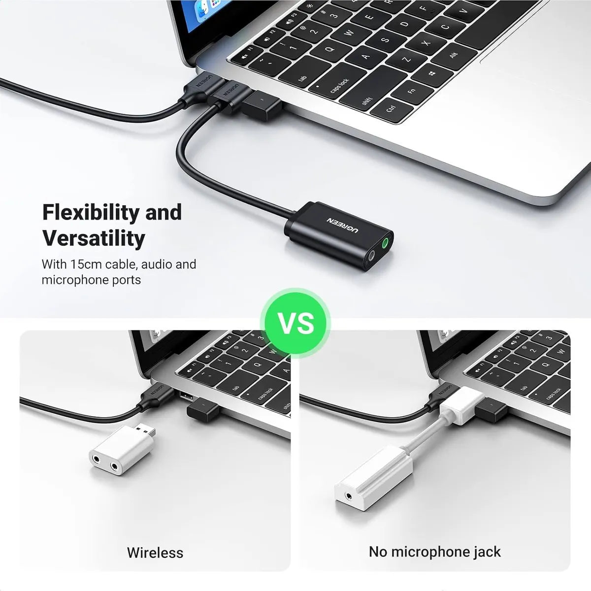 UGREEN US205 30724 Adaptador de Audio para Auriculares USB a 3,5 mm Tarjeta de Sonido Externa