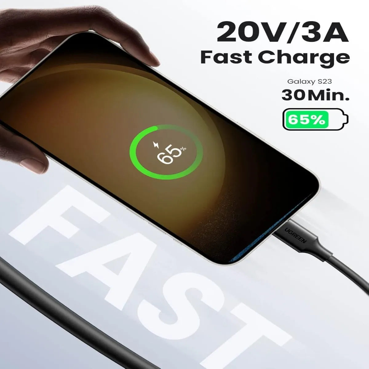 UGREEN US286 50997 Cable USB-C a USB-C Carga Rápida 60W 1m