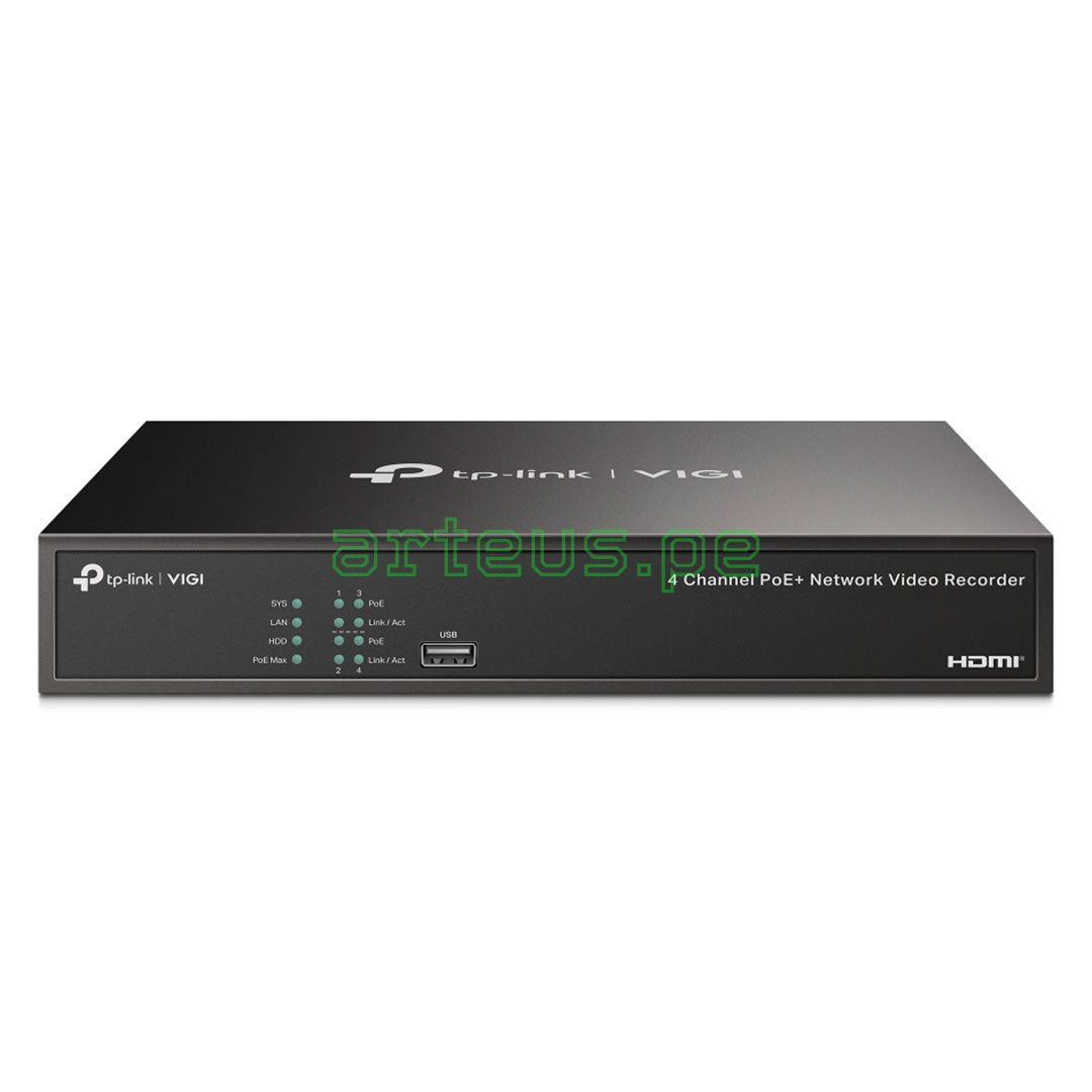 TP-LINK VIGI NVR1004H-4P Grabador de Video NVR 4 Canales PoE+ 4K