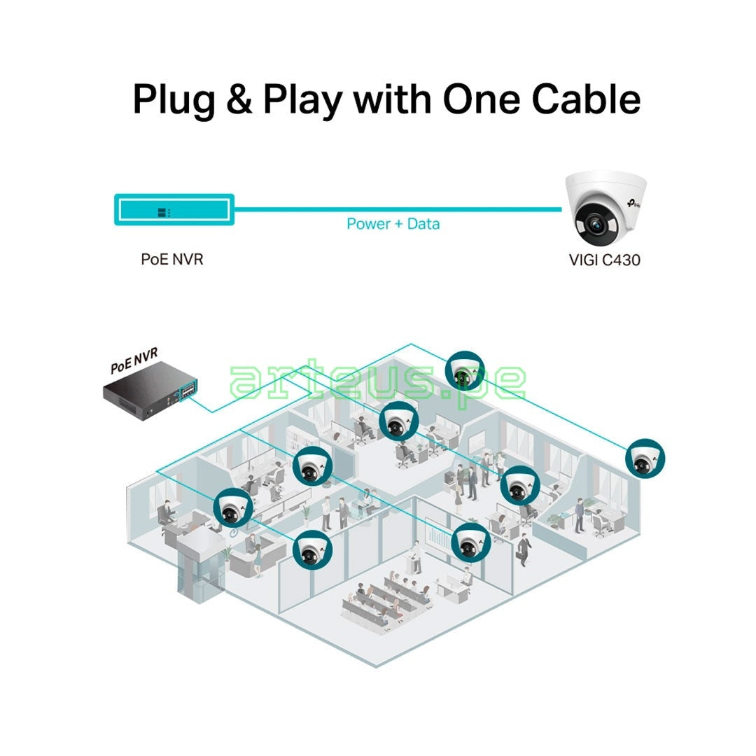 TP-LINK VIGI C430 2.8mm Cámara de Seguridad IP PoE 3MP 2K