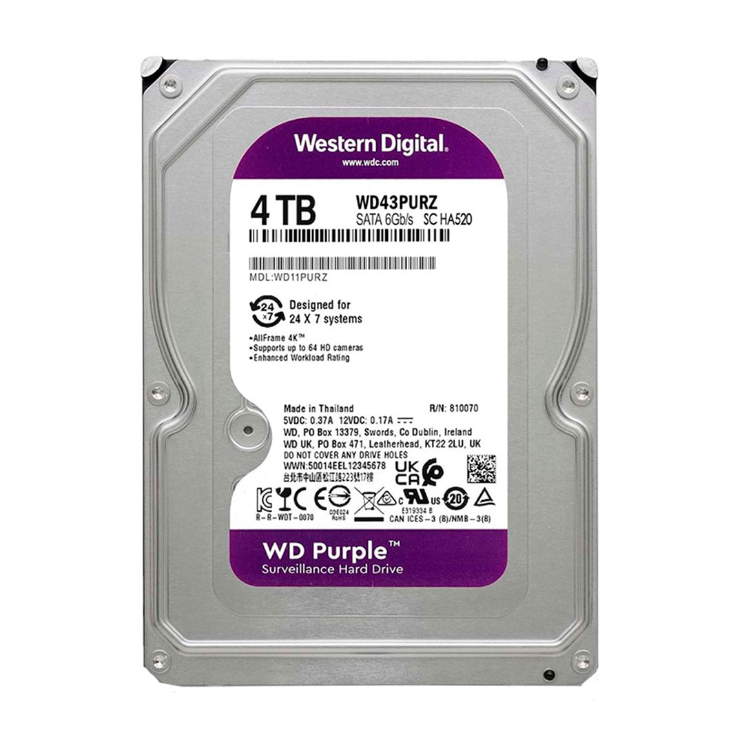 WESTERN DIGITAL WD43PURZ Disco duro púrpura 4TB 5400RPM profesional para equipos de videovigilancia