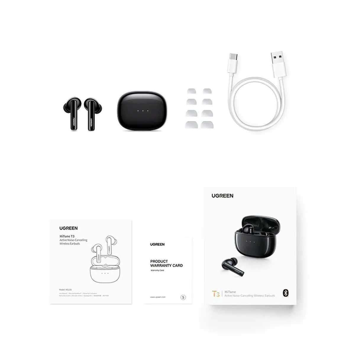 UGREEN WS106 90401 Audífonos HiTune T3 Cancelación de Ruido Bluetooth TWS Negro