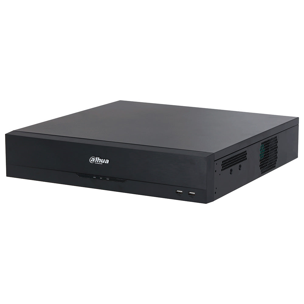DVR negro para videovigilancia, equipo de seguridad electrónica con puertos frontales USB