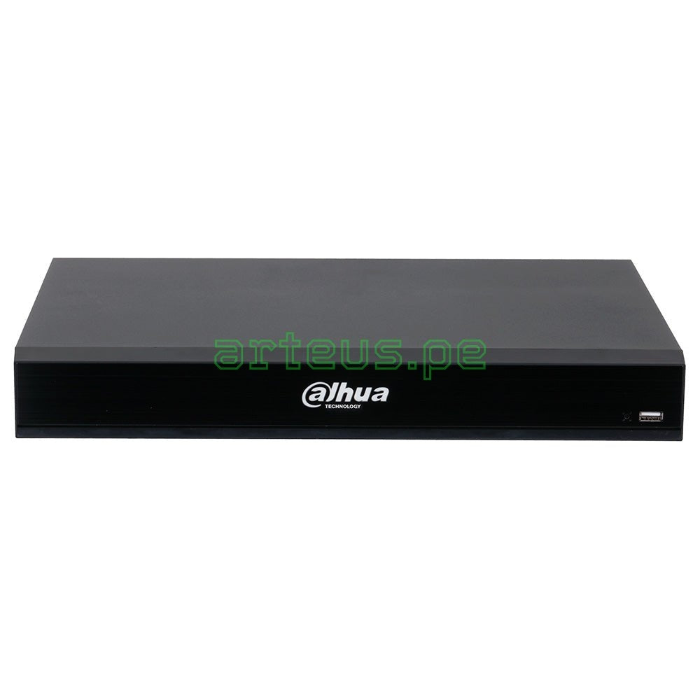 Grabador de video digital Dahua negro con puerto USB, seguridad electrónica y videovigilancia