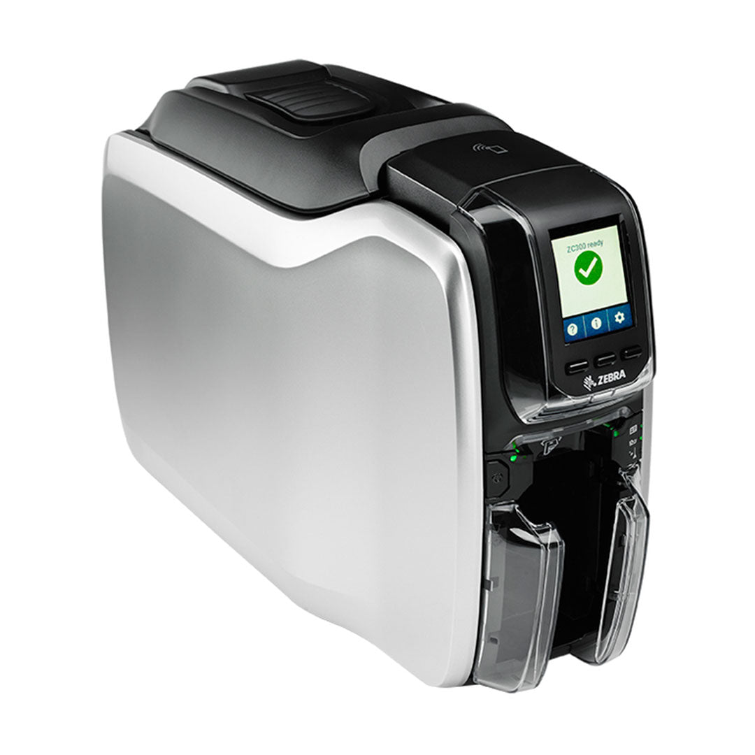 Impresora de credenciales Zebra ZC con pantalla digital, equipo para seguridad y control de acceso