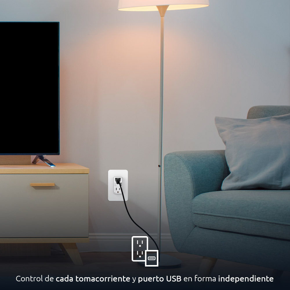 NEXXT SOLUTIONS NHE-W100 Tomacorriente de Pared Inteligente Wifi con Puerto USB