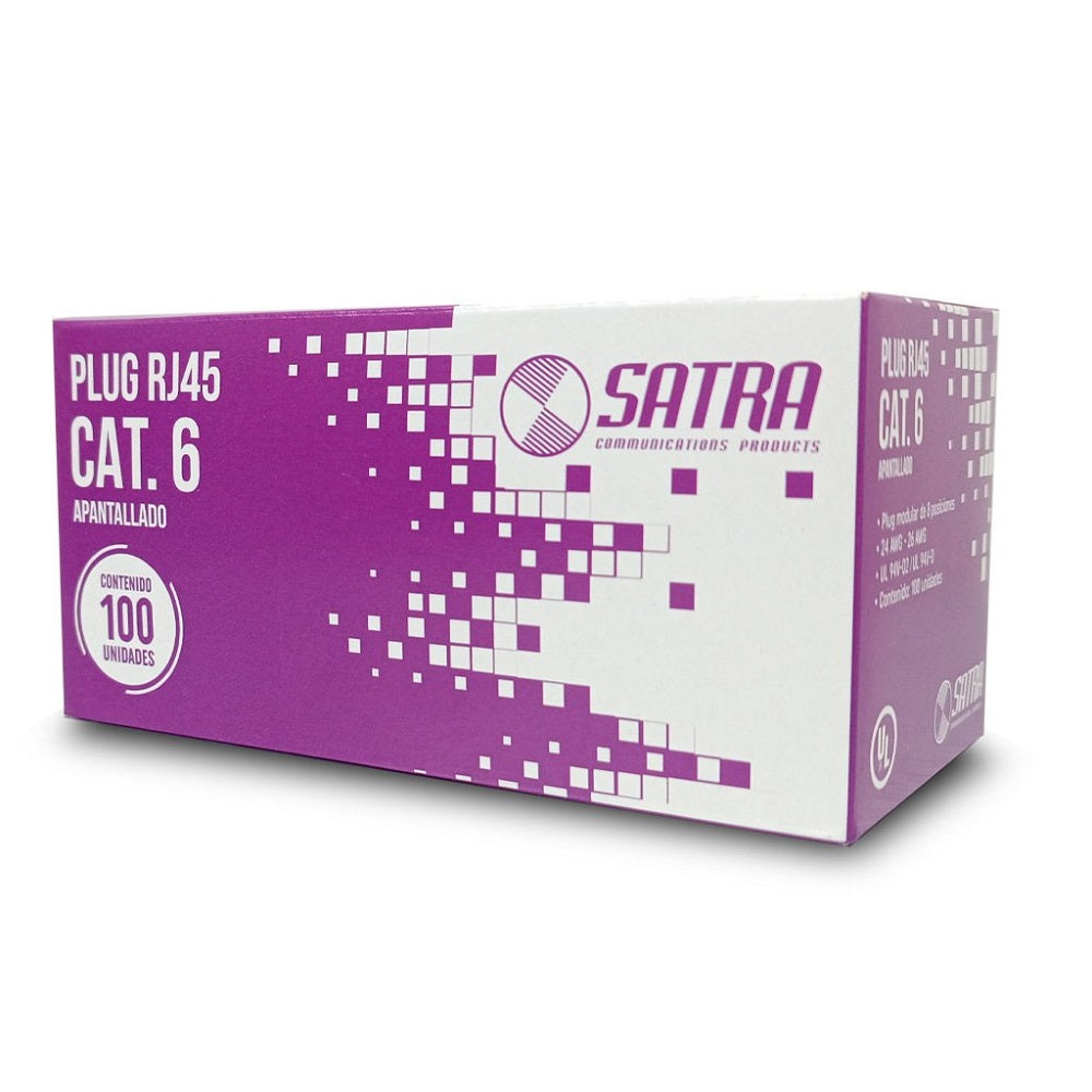 SATRA 0102040003 Conector Plug RJ45 Cat6 Apantallado Caja de 100 Unidades