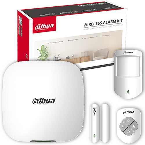 Kit de alarma inalámbrica Dahua con consola, sensor PIR, contacto magnético y control remoto