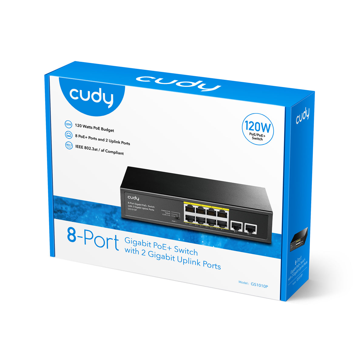 CUDY GS1010P Switch 8 puertos Gigabit POE+ con 2 Puertos Uplink Gigabit