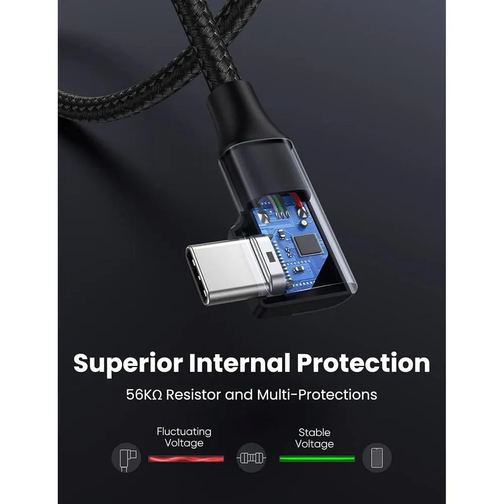 UGREEN US385 20299 Cable USB a USB C Carga Rapida Angulo 90°