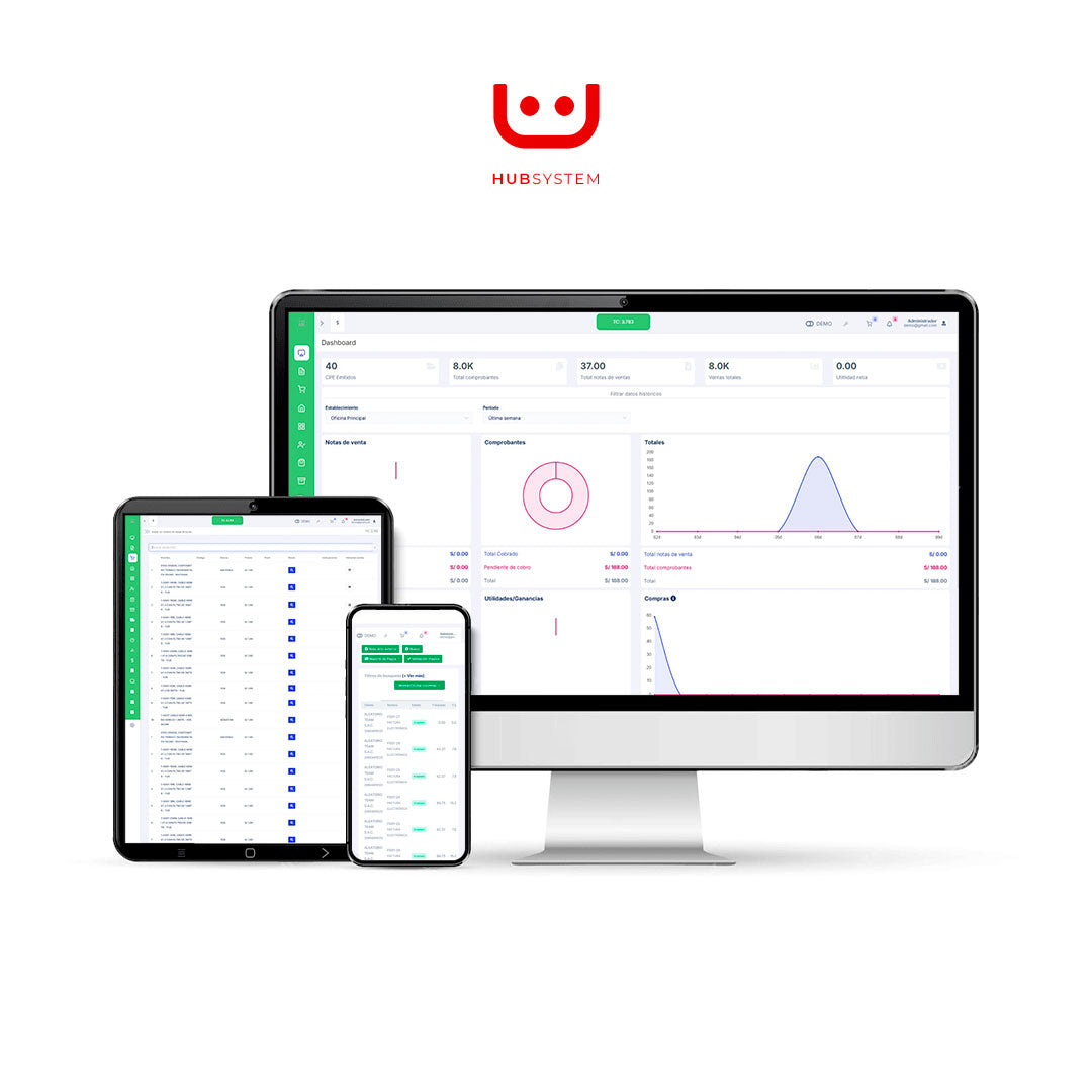 HUB SYSTEM MINIMARKET Sistema de gestión y facturación electrónica para minimarket. Suscripción Mensual