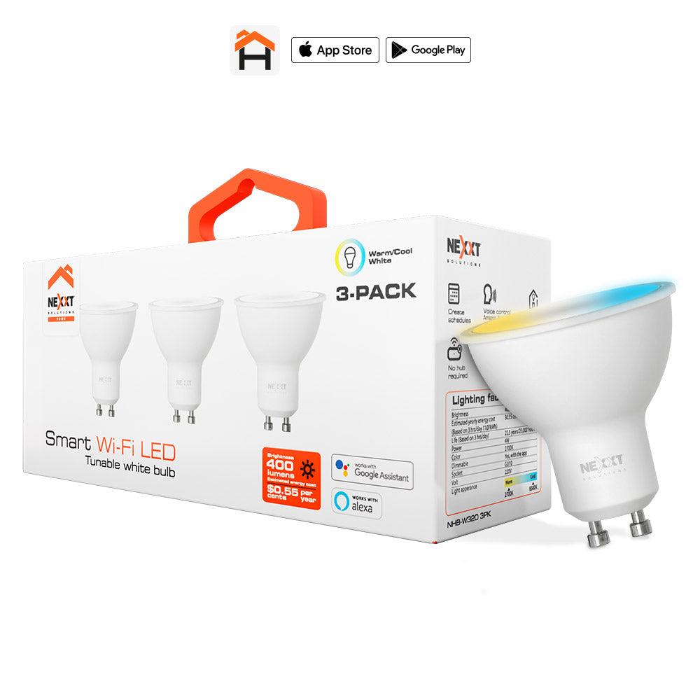 NEXXT HOME NHB-W320 3PK, Bombilla LED inteligente WiFi 220V GU10 color blanco Regulable. Pack x 3. ALEXA - ARTEUS