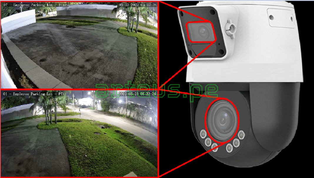 UNIVIEW IPC9312LFW-AF28-2X4 Cámara de seguridad IP 2MP PTZ 360º Doble Lente 4X IR50m IP66 WDR audio 2 vías conteo de personas
