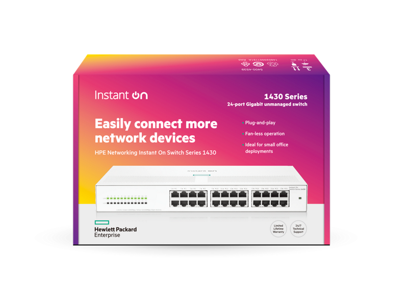 HPE Networking Instant On 1430 Switch 24 puertos Gigabit 1RU no administrable R8R49A