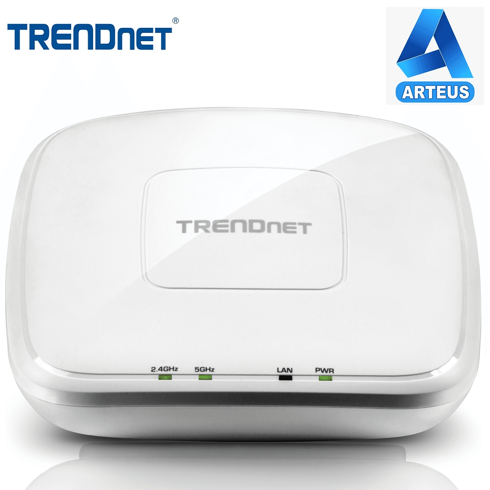 Punto de acceso inalámbrico TrendNet dual band AC1750 con indicadores LED, color blanco.
